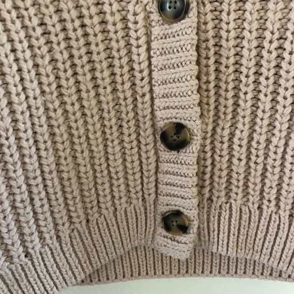 H&M Dusty Rose Chunky Knit V-Neck Button Cardigan - Picture 4 of 7